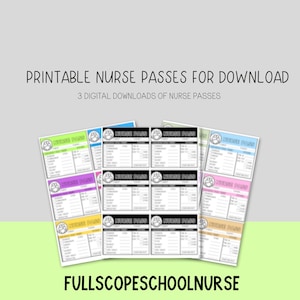 Printable Nurses Office Pass for Digital Download for School Nurses