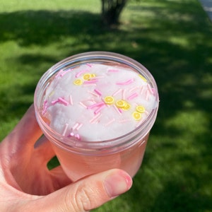 Summer Toy for Kids, Pink Lemonade Float Slime, Float Slime, Icee Slime, Clear Slime for Girls, Pink,  SarahsSlimesCo, Slime, Putty