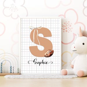 Stampa personalizzata con nome per cameretta dei bambini a tema calcio, stampa murale per bambina sportiva, regalo per baby shower, poster personalizzato con nome per bambino, decorazioni per cameretta dei bambini, arte personalizzata per bambini