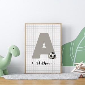 Stampa personalizzata con nome per la cameretta dei bambini a tema calcio, arte murale per bambini sportivi, regalo per baby shower, poster personalizzato con nome per bambini, decorazioni per la cameretta dei bambini, arte personalizzata per bambini