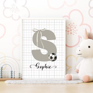 Stampa personalizzata con nome per la cameretta dei bambini a tema calcio, stampa murale per bambina sportiva, regalo per baby shower, poster personalizzato con nome per bambino, decorazioni per la cameretta dei bambini, arte personalizzata per bambini