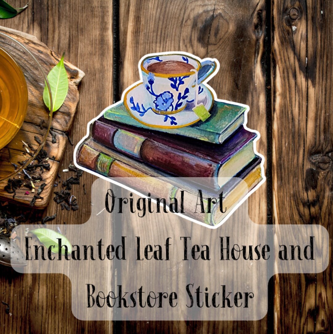 Tea and Books Sticker Handpainted Sticker Tea Cup Vintage Books Sticker  Dark Academia Sticker Tea Ephemera Sticker Book Tea Lover 