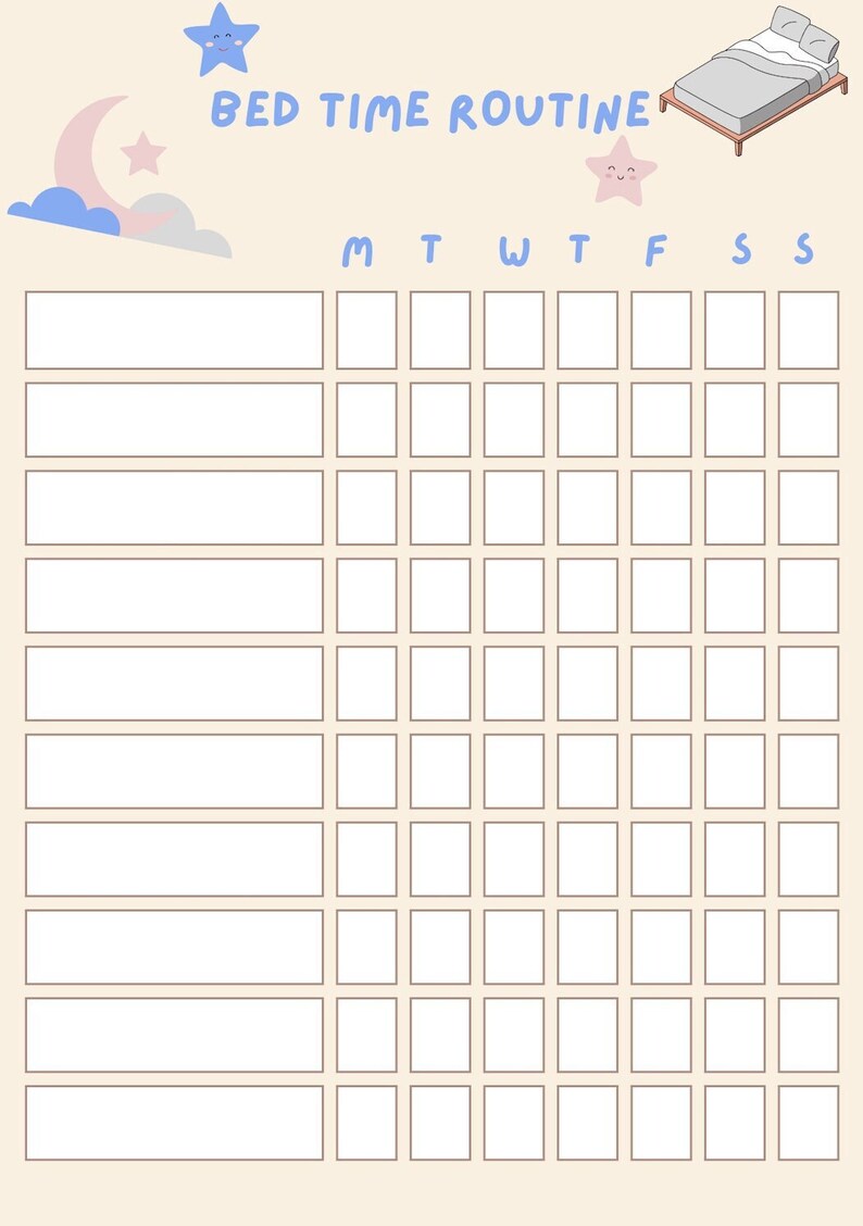 Bed Time Routine PRINTABLE - Etsy
