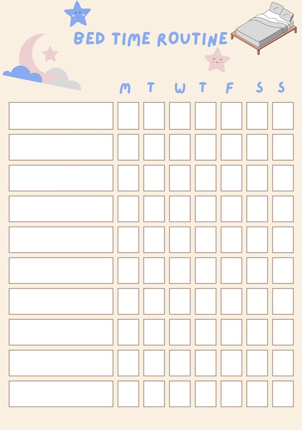 Bed Time Routine PRINTABLE - Etsy