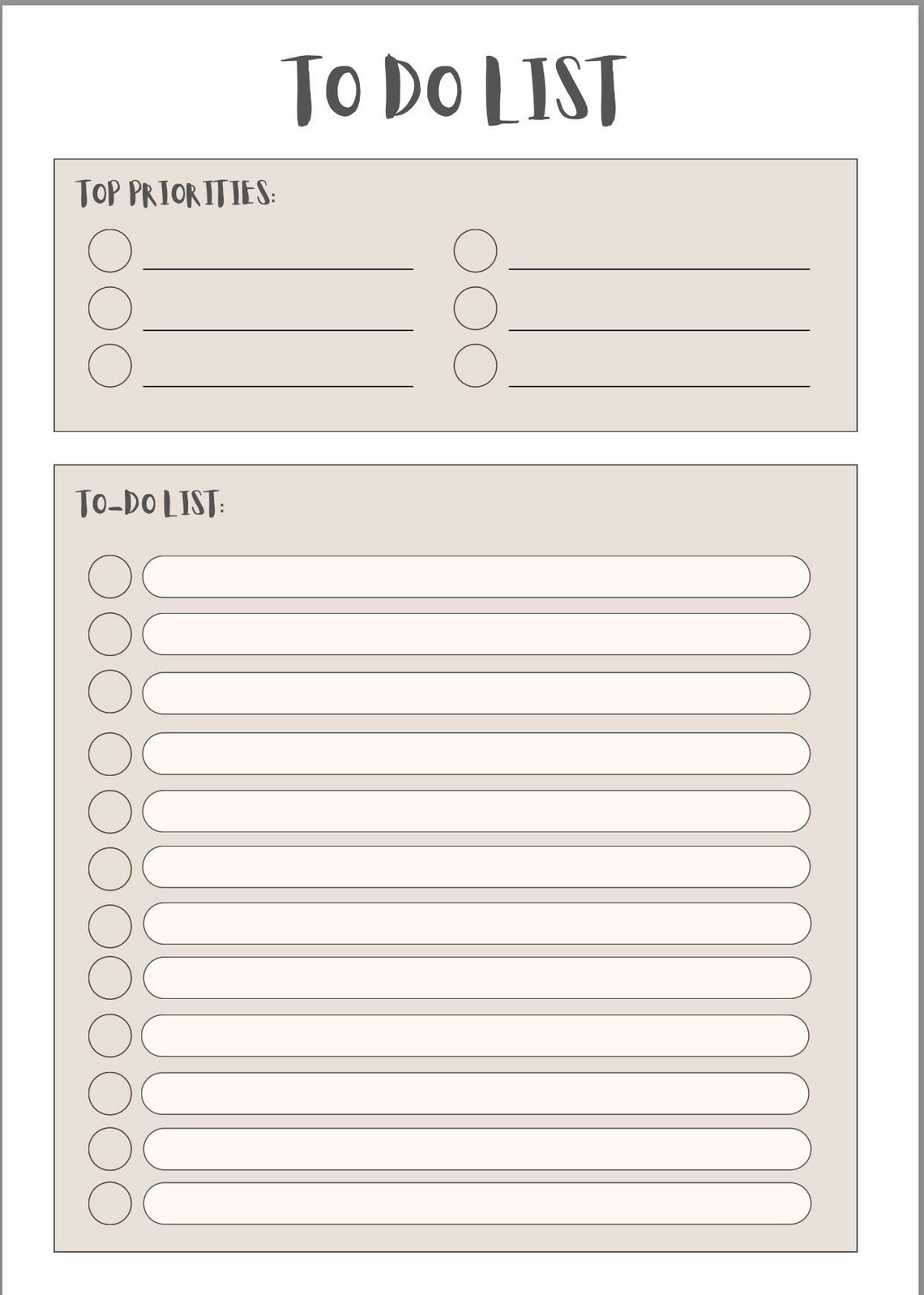 PRINTABLE to Do List Etsy