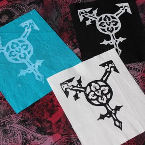 Gothic Trans Symbol Patch – Handprinted Linocut Fabric