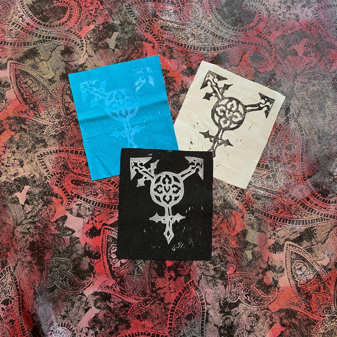Trans Symbol Patch Gothic Trans Symbol Patch – Handprinted Linocut Fabric - Etsy
