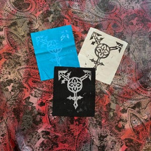 Gothic Trans Symbol Patch – Handprinted Linocut Fabric