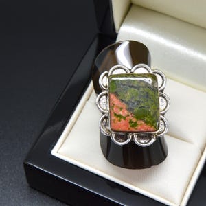 Sterling Silver 925 Boho Ring BOHEMIAN UNAKITE SIZE M Gift for Her