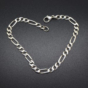 Vintage Sterling Silver 925 Bracelet FIGARO LINK CHAIN Gift for Her