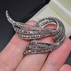 Vintage Sterling Silver 925 Brooch MARCASITE STONES Gift for Her