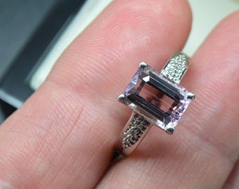 Bague En Argent Massif 925 Avec Zircon Violet - Taille 57/58, Occasion, Bijou élégant Et Coloré