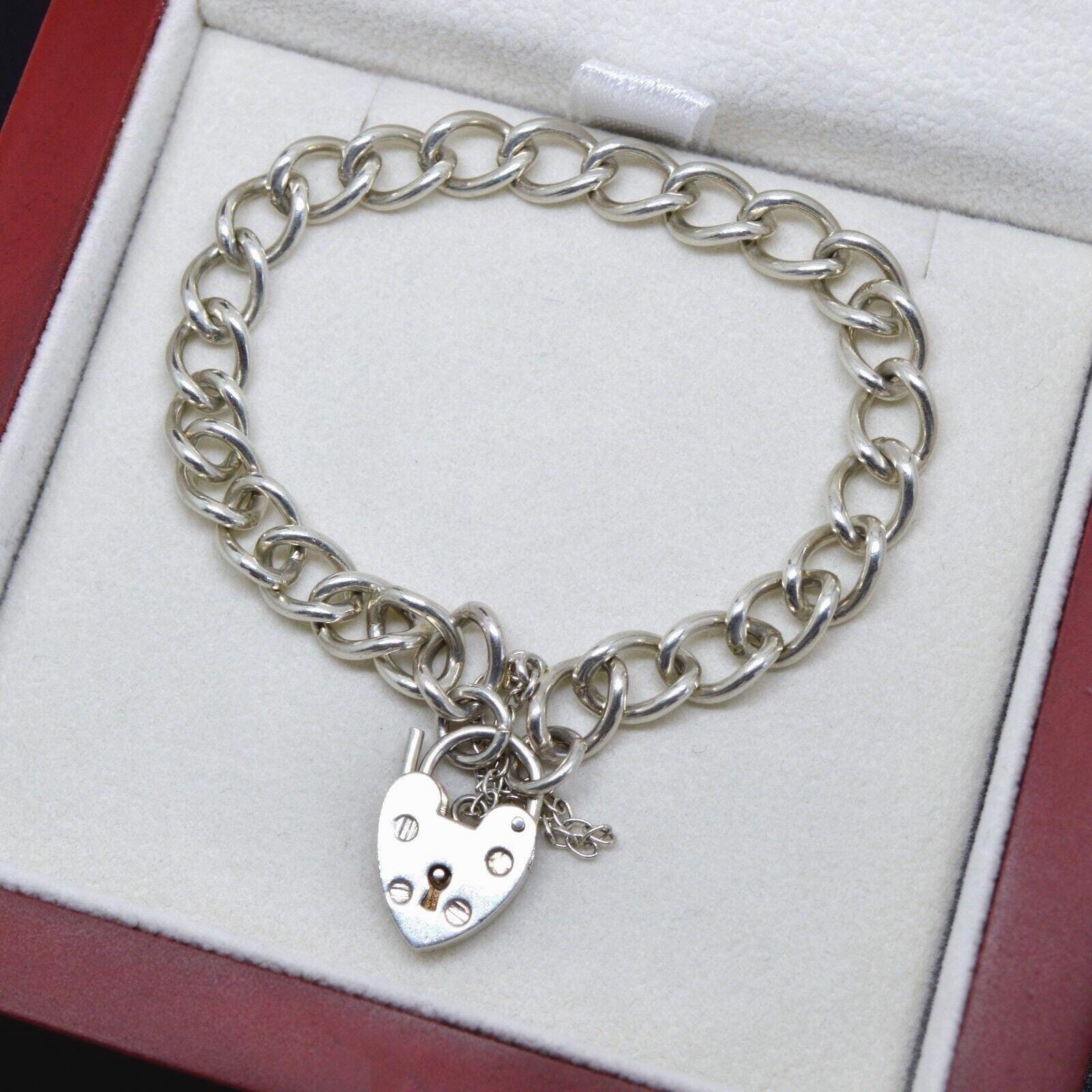 ヴィンテージ スターリングシルバー 925 チャームブレスレット ハート