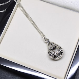 Vintage Sterling Silver 925 Necklace TEARDROP PENDANT Gift for Her