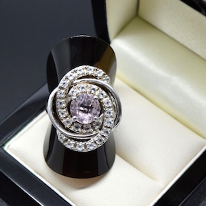Vintage Sterling Silver 925 Cocktail Ring LAVENDER AMETHYST SIZE M Gift for Her