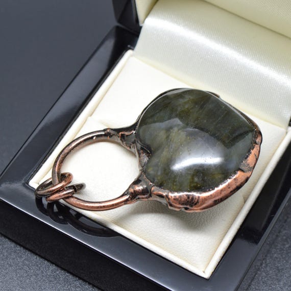 Ciondolo Fatto A Mano In Rame Con Pietra Labradorite Blu - Gioiello Regalo Per Lei