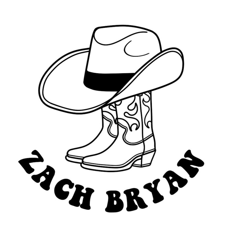 Zach Bryan Cowboy Hat and Cowboy Boots SVG Etsy