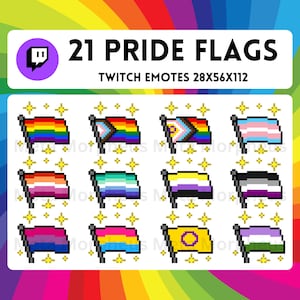 Pride Flag Emotes MEGA BUNDLE (21 flags)! Twitch, Discord, Youtube! LGBTQ+, Gay, Lesbian, Bisexual, Nonbinary, and more!