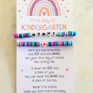 Kindergarten bracelet, Mommy and me, Back to school bracelet, Heishi bead, Back to school