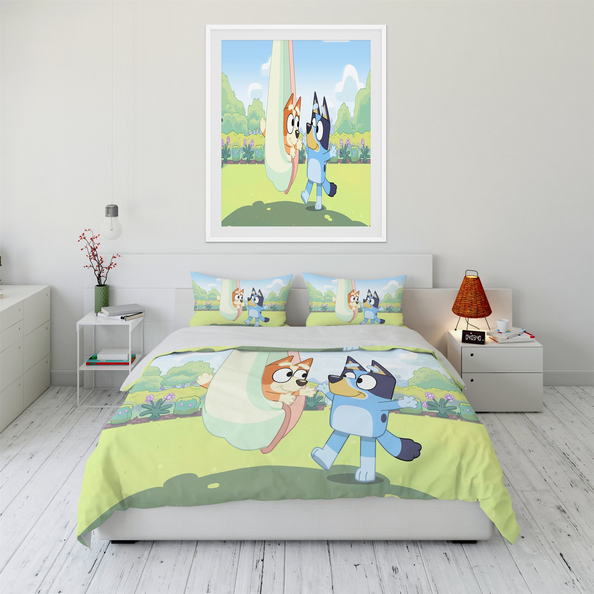 Bluey Quilt Cover Soft Threepiece Bedding Set Custom Fashion Etsy