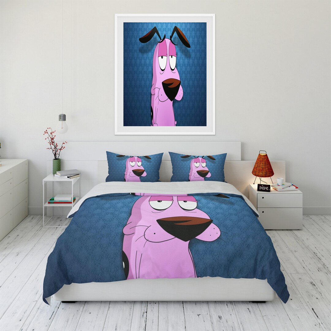 Courage the Cowardly Dog Quilt Cover Soft Threepiece Bedding Etsy