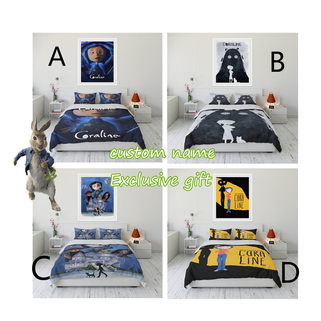 Coraline Quilt Cover Soft Threepiece Bedding Set Custom Etsy
