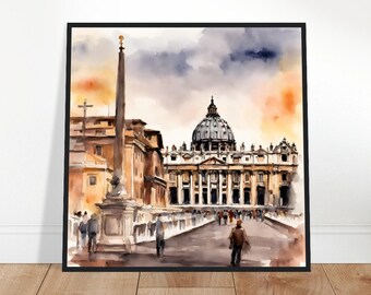 St. Peter's Basilica Art, St. Peter's Basilica Painting, St. Peter's Basilica Watercolor Art, Watercolor Painting, Watercolor Prints