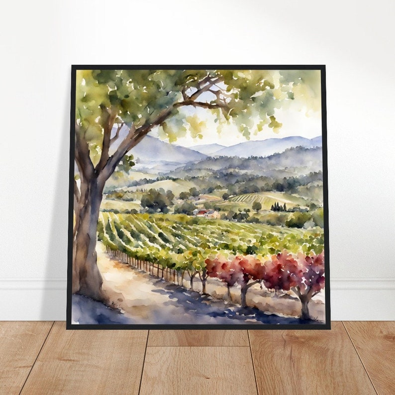 Napa Valley Art, Napa Valley Painting, Napa Valley Watercolor Art, Watercolor Painting, Watercolor Prints, Watercolor Drawing, Home Decor 70x70 cm / 28x28″
