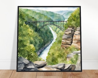 New River Gorge National Park Art, New River Gorge National Park Painting, New River Gorge National Park Watercolor Art, Watercolor Painting