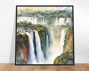 Iguazu Falls Art, Iguazu Falls Painting, Iguazu Falls Watercolor Art, Watercolor Painting, Watercolor Prints, Watercolor Drawing, Home Decor