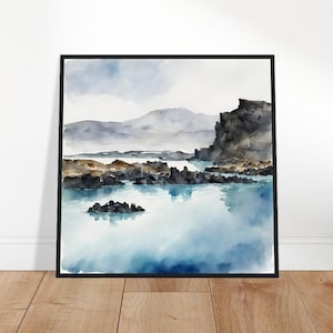 The Blue Lagoon Art, Blue Lagoon-schilderij, Aquarelkunst, Aquarelkunst, Aquarelprints, Aquareltekening
