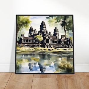 Angkor Wat Art, Angkor Wat Painting, Angkor Wat Watercolor Art, Watercolor Painting, Watercolor Prints, Watercolor Drawing, Home Decor