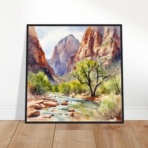 Zion National Park kunst, Zion National Park schilderij, Zion National Park aquarel kunst, aquarel, aquarel prints, aquarel