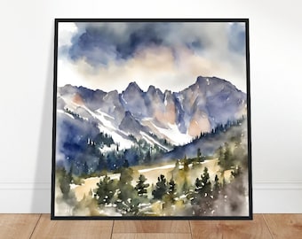 Rocky Mountain National Park Art, Rocky Mountain Painting, Rocky Mountain Watercolor Art, Watercolor Painting, Watercolor Prints, Watercolor