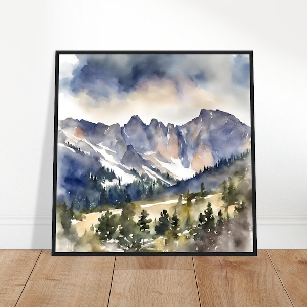 Arte del Parque Nacional de las Montañas Rocosas, Pintura de las Montañas Rocosas, Arte de la acuarela de las Montañas Rocosas, Pintura de acuarela, Impresiones de acuarela, Acuarela