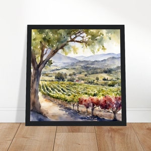 Napa Valley Art, Napa Valley Painting, Napa Valley Watercolor Art, Watercolor Painting, Watercolor Prints, Watercolor Drawing, Home Decor 30x30 cm / 12x12″