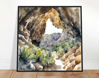 Carlsbad Caverns National Park Art, Carlsbad Caverns Painting, Carlsbad Caverns Watercolor Art, Watercolor Painting, Watercolor Prints, Art