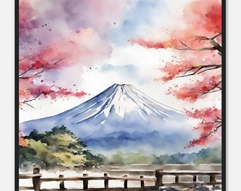 Mount Fuji Art, Mount Fuji Painting, Mount Fuji Watercolor Art