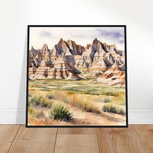 Badlands National Park Art, Badlands schilderij, Badlands aquarel kunst, aquarel, aquarel prints, aquarel tekenen, decor