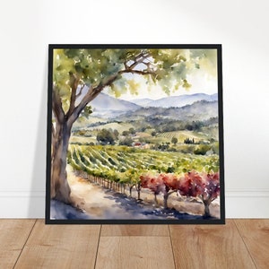 Napa Valley Art, Napa Valley Painting, Napa Valley Watercolor Art, Watercolor Painting, Watercolor Prints, Watercolor Drawing, Home Decor 50x50 cm / 20x20″