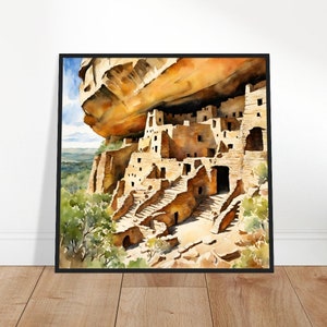 Arte do Parque Nacional de Mesa Verde, Pintura do Parque Nacional de Mesa Verde, Arte em aquarela do Parque Nacional de Mesa Verde, Pintura em aquarela, Aquarela