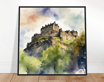 Edinburgh Castle Art, Edinburgh Castle Painting, Edinburgh Castle Watercolor Art, Watercolor Painting, Watercolor Prints, Watercolor