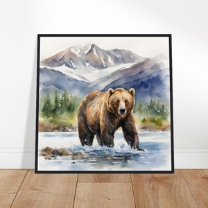 Kunst Katmai National Park, Katmai-schilderij, Katmai-aquarelkunst, Aquarelkunst, Aquarelprints, Aquareltekening, Woondecoraties, Aquarelkunst