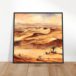 Sahara Woestijnkunst, Sahara Woestijn Schilderij, Aquarelkunst Sahara Woestijn, Aquarelkunst, Aquarelprints, Aquareltekening, Kunst