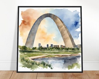 Gateway Arch National Park Art, Gateway Arch Painting, Gateway Arch Watercolor Art, Watercolor Painting, Watercolor Prints, Watercolor Print