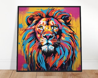 Lion Pop Art, Lion Painting, Nature Pop Art, Pop Art Painting, Pop Art Prints, Pop Art Drawing, Home Decor, Wall Art