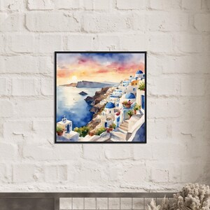 Santorinikonst, Santorinimålning, Santorini akvarellkonst, Akvarellmålning, Akvarelltryck, Akvarellteckning, Heminredning, Konst bild 5
