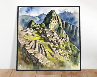 Machu Picchu Art, Machu Picchu Painting, Machu Picchu Watercolor Art, Watercolor Painting, Watercolor Prints, Watercolor Drawing, Home Decor