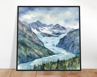 Glacier Bay National Park Art, Glacier Bay Painting, Glacier Bay Watercolor Art, Watercolor Painting, Watercolor Prints, Watercolor Drawing