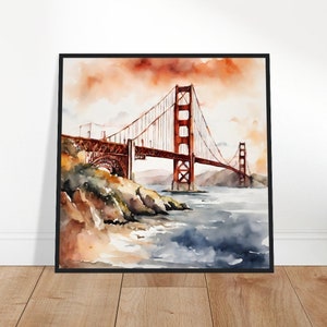 Golden Gate Bridge Art, Golden Gate Bridge Painting, Golden Gate Bridge Watercolor Art, Watercolor Painting, Watercolor Prints, Watercolor